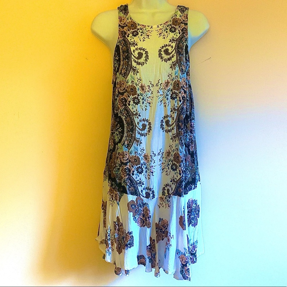 Free People Tie Back Paisley Short Sundress